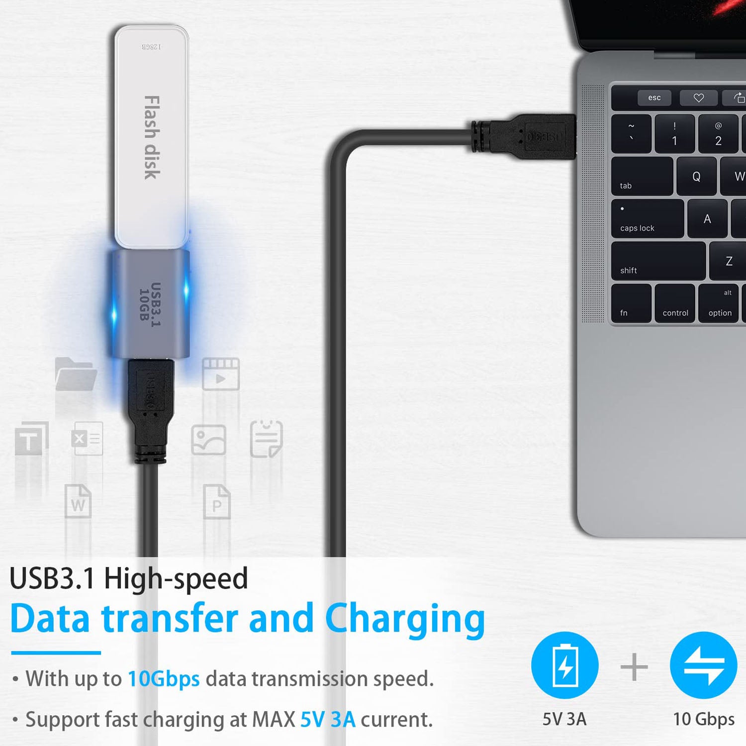 USB-A Female to USB-C Female Adapter 10Gbps Bi-Directional USB 3.1 Gen 2 OTG – Compatible with MacBook Pro, iPhone 15, iPad Pro