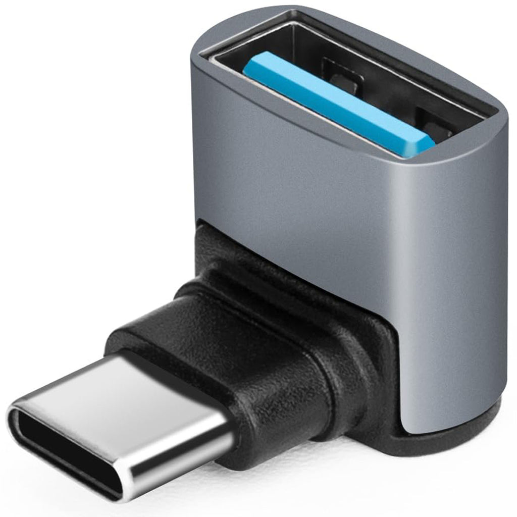 90 Degree USB C to USB 3.1 OTG Adapter Right Angled USBC Type C Male to USB Female Adapter 10G Data Transfer for Smartphone Tablet Laptop