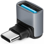 90 Degree USB C to USB 3.1 OTG Adapter Right Angled USBC Type C Male to USB Female Adapter 10G Data Transfer for Smartphone Tablet Laptop