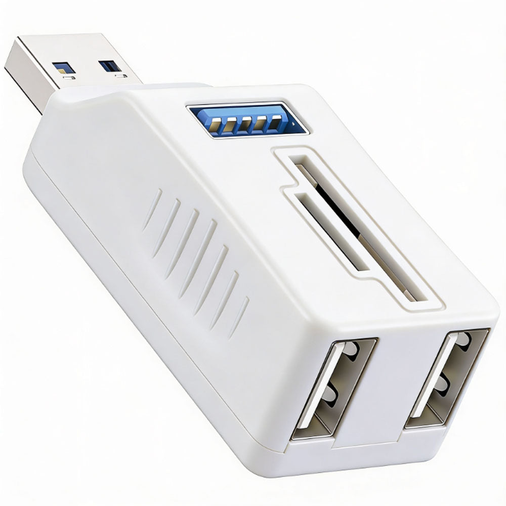 5-in-1 USB 3.0 Hub with SD/TF Card Reader – 1×USB 3.0 + 2×USB 2.0 Ports Portable USB Splitter for Laptop PC Camera Dash Cam