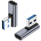 90 Degree USB C Female to USB Male Adapter Left Angle Type C to USB A Charger Converter for iPhone Apple iWatch Watch Airpods iPad Air Mini and More