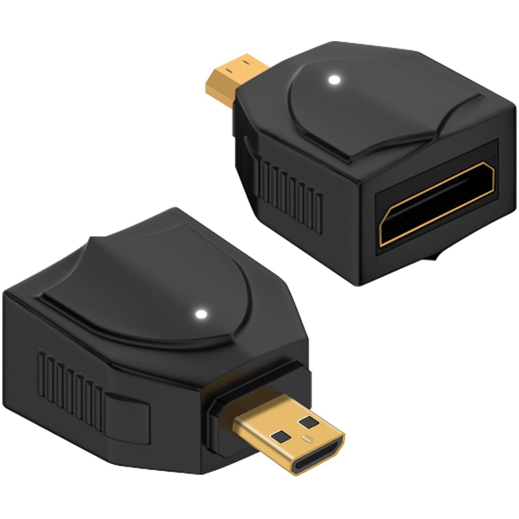 Micro HDMI-Compatible Male to Mini HDMI-Compatible Female Adapter – 8K@60Hz 4K@120Hz 48Gbps LED for Camera Laptop Monitor