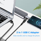 USB-C Female to Dual USB-C Male Splitter Adapter – USB 3.1 Gen 1 Data + Audio + 5V/3A Charging for USB-C Devices