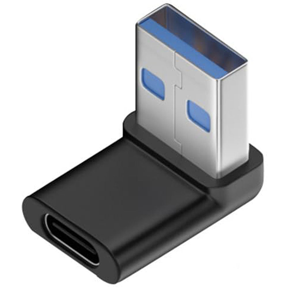 90 Degree USB-A to USB-C Adapter Right Angle – USB 3.2 10Gbps USB-A Male to USB-C Female Converter for Laptop PC Charger Hub