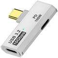 USB-C 2-in-1 Splitter Adapter – Dual USB-C Headphone and Charger 10Gbps 100W PD USB 3.2 Audio Dongle for USB-C Devices White