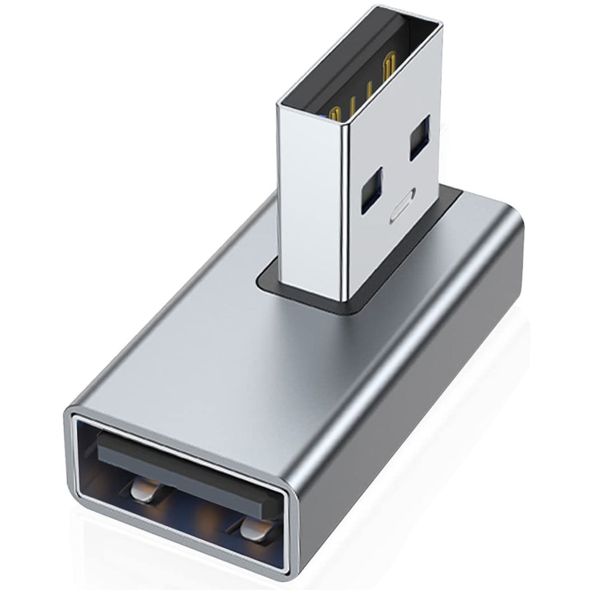 90 Degree USB-A Male to Female Adapter Left & Right Angle – USB 3.0 5Gbps 15W Charging Aluminum for PC Laptop Charger Power Bank