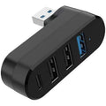 4-Port USB Hub 90°/180° Rotatable – USB 3.0 + USB 2.0 + USB-C Data Port Plug and Play for USB-A Devices Black White Blue Orange