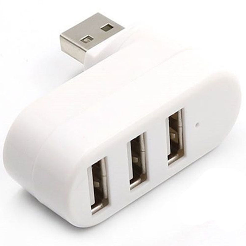 3-Port USB 2.0 Hub 90°/180° Rotatable Connector – Compact Portable USB Splitter 480Mbps for PC Laptop Notebook Mac