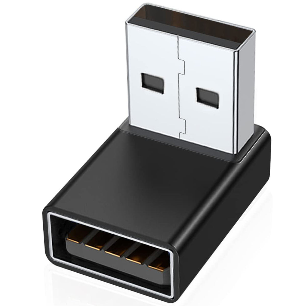 90 Degree USB-A Male to Female Adapter Up & Down Right Angle – USB 3.0 5Gbps 15W Charging Aluminum for PC Laptop Charger Power Bank