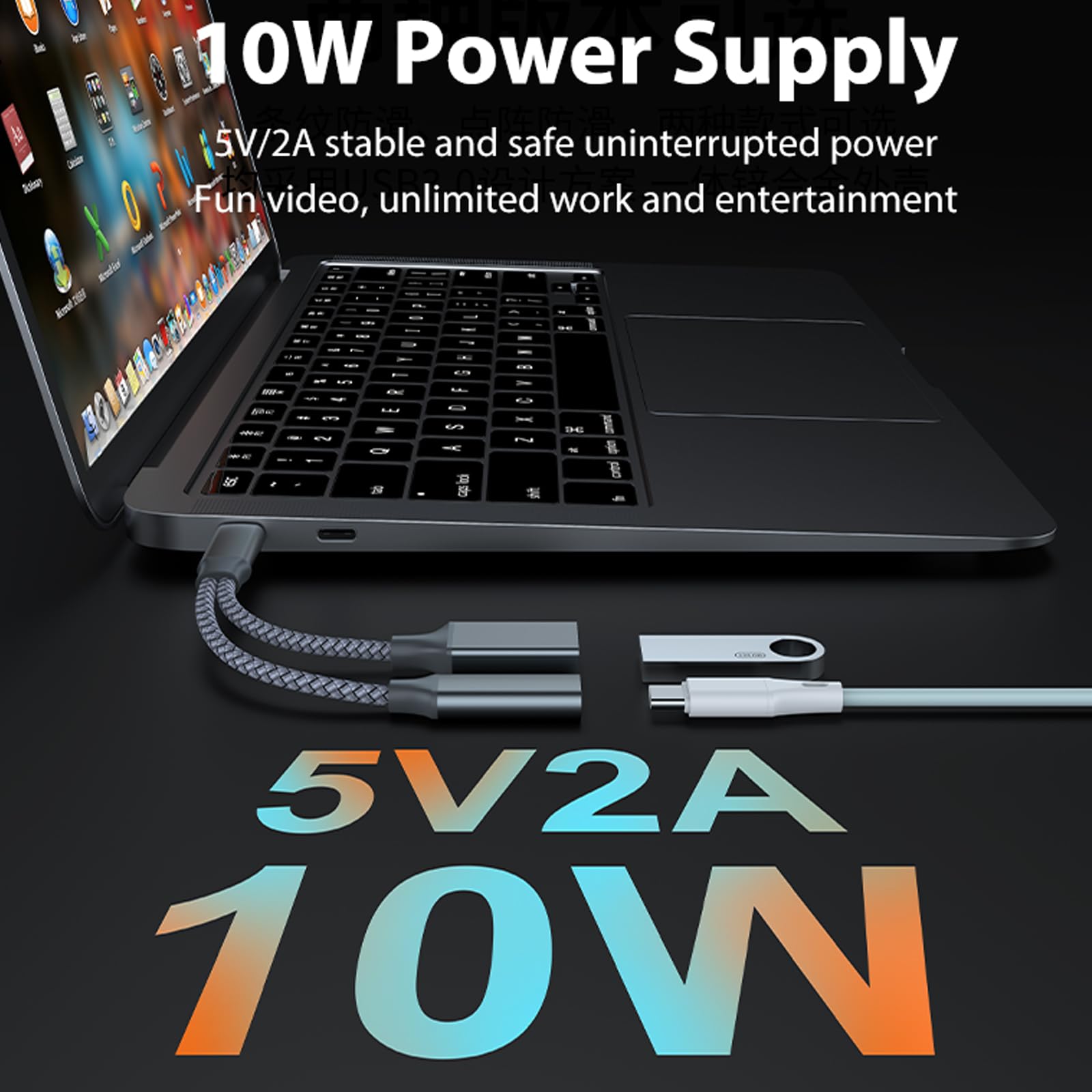 2-in-1 USB C OTG Adapter with 10W PD Charging + USB-A 2.0 Port – Compatible with iPhone 15, MacBook, Samsung Galaxy