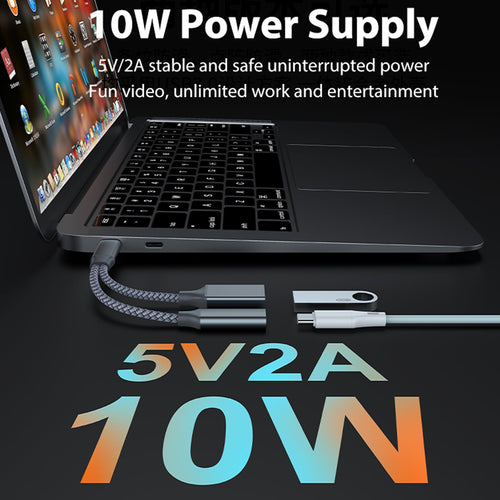 2-in-1 USB C OTG Adapter with 10W PD Charging + USB-A 2.0 Port – Compatible with iPhone 15, MacBook, Samsung Galaxy