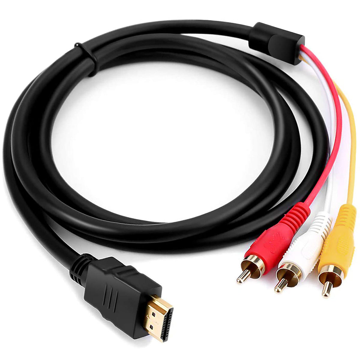 HDMI-Compatible Male to 3-RCA Male AV Cable 1.5m – One-Way Signal Transmitter for HD Player to TV (Requires Device Decoding – Not a Converter)