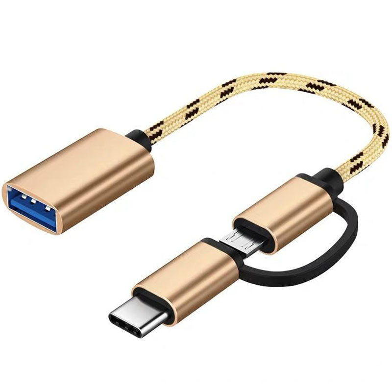 2-in-1 USB C/Micro USB to USB Adapter USB to USB C OTG Adapter Cable Compatible with Samsung Galaxy S21 S22 S23 Note 20/10 A53 Google Pixel and More Android Devices