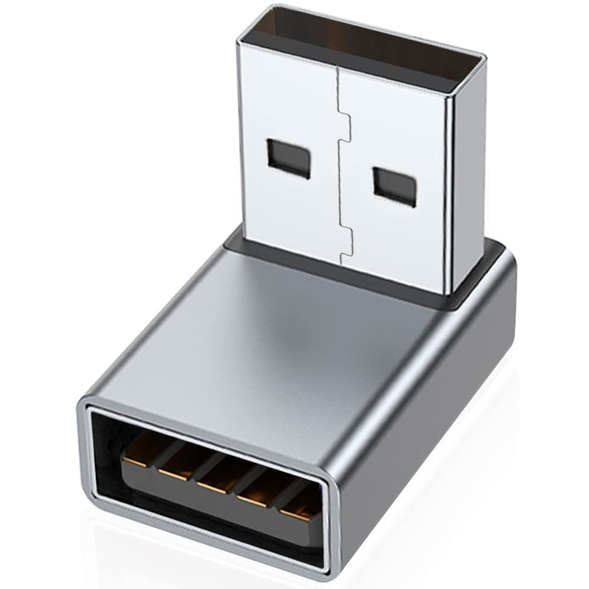 90 Degree USB-A Male to Female Adapter Up & Down Right Angle – USB 3.0 5Gbps 15W Charging Aluminum for PC Laptop Charger Power Bank