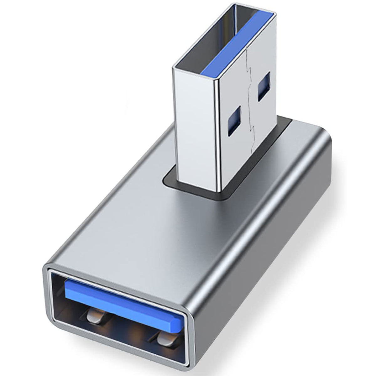 90 Degree USB-A Male to Female Adapter Left & Right Angle – USB 3.0 5Gbps 15W Charging Aluminum for PC Laptop Charger Power Bank