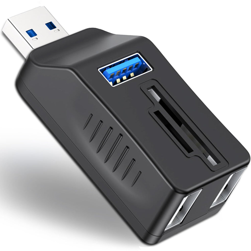 5-in-1 USB 3.0 Hub with SD/TF Card Reader – 1×USB 3.0 + 2×USB 2.0 Ports Portable USB Splitter for Laptop PC Camera Dash Cam
