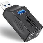 5-in-1 USB 3.0 Hub with SD/TF Card Reader – 1×USB 3.0 + 2×USB 2.0 Ports Portable USB Splitter for Laptop PC Camera Dash Cam