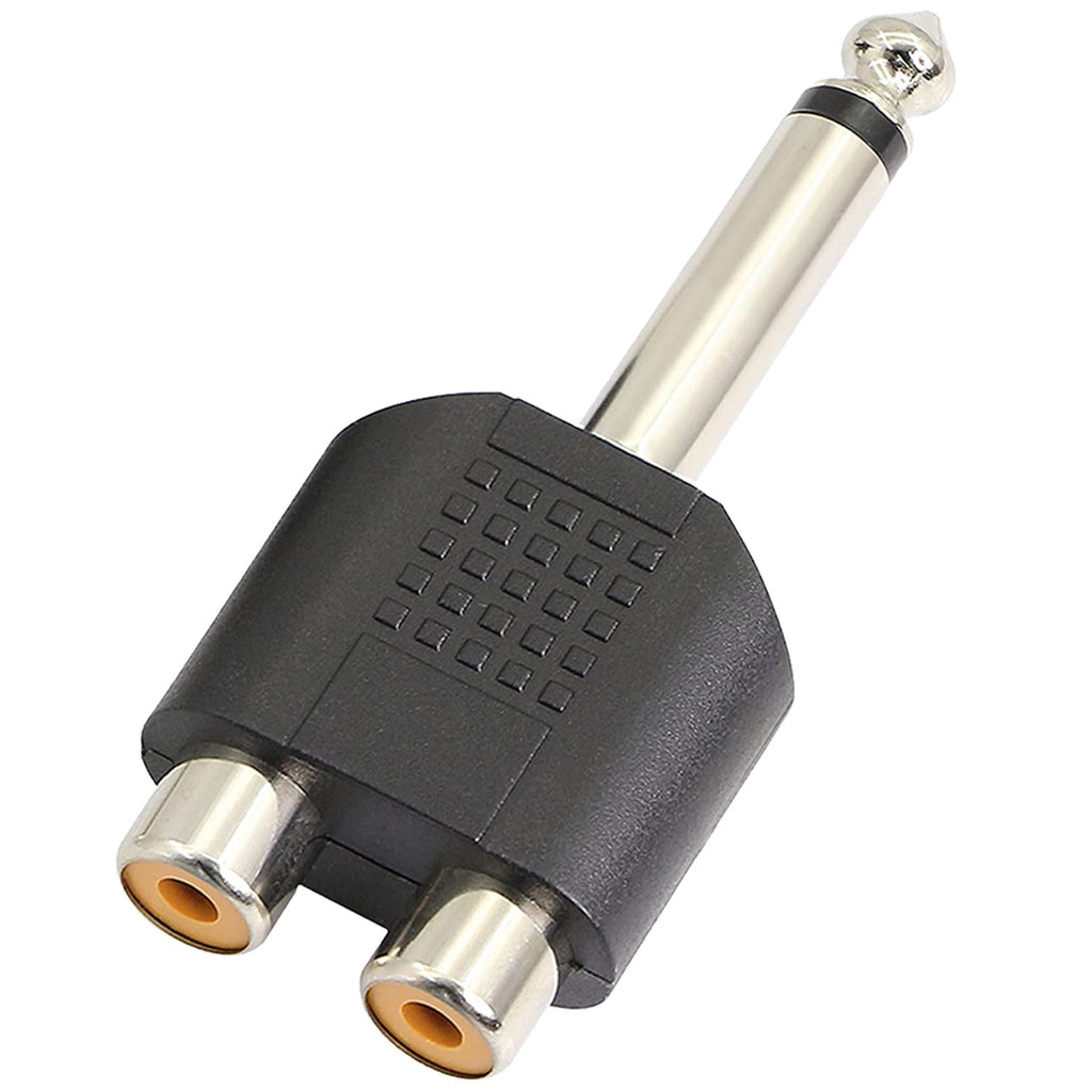 6.35mm (1/4 Inch) Mono Male to Dual RCA Female Adapter – TS Plug to RCA Jack Splitter for Guitar Amplifier Mixer Speaker