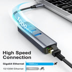 4 in 1 USB C Hub Ethernet Adapter 3 USB 3.0 Ports RJ45 Gigabit LAN Compatible with MacBook Pro MacBook Air Chromebook Dell XPS
