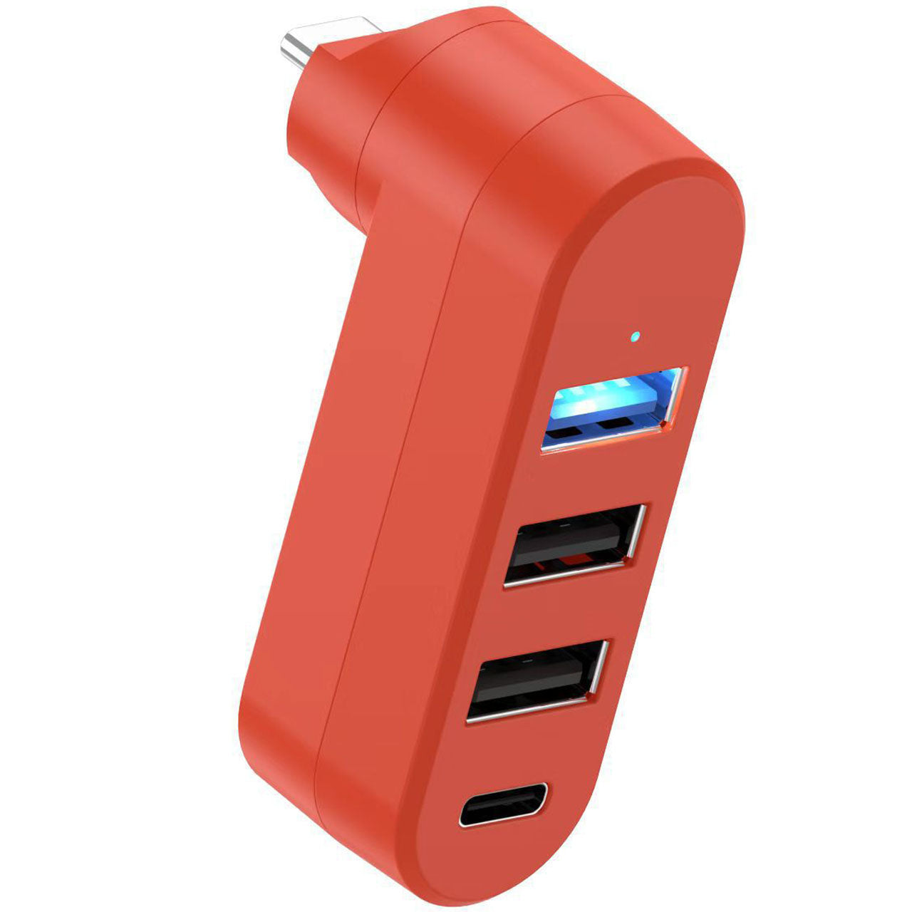4-Port USB C Hub 90°/180° Degree Rotatable USB C Adapter Splitter with PD-in 5W Port USB Extender for MacBook iMac Surface and More C Port Laptop Not for Car