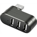 3-Port USB 2.0 Hub 90°/180° Rotatable Connector – Compact Portable USB Splitter 480Mbps for PC Laptop Notebook Mac