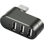 3-Port USB 2.0 Hub 90°/180° Rotatable Connector – Compact Portable USB Splitter 480Mbps for PC Laptop Notebook Mac