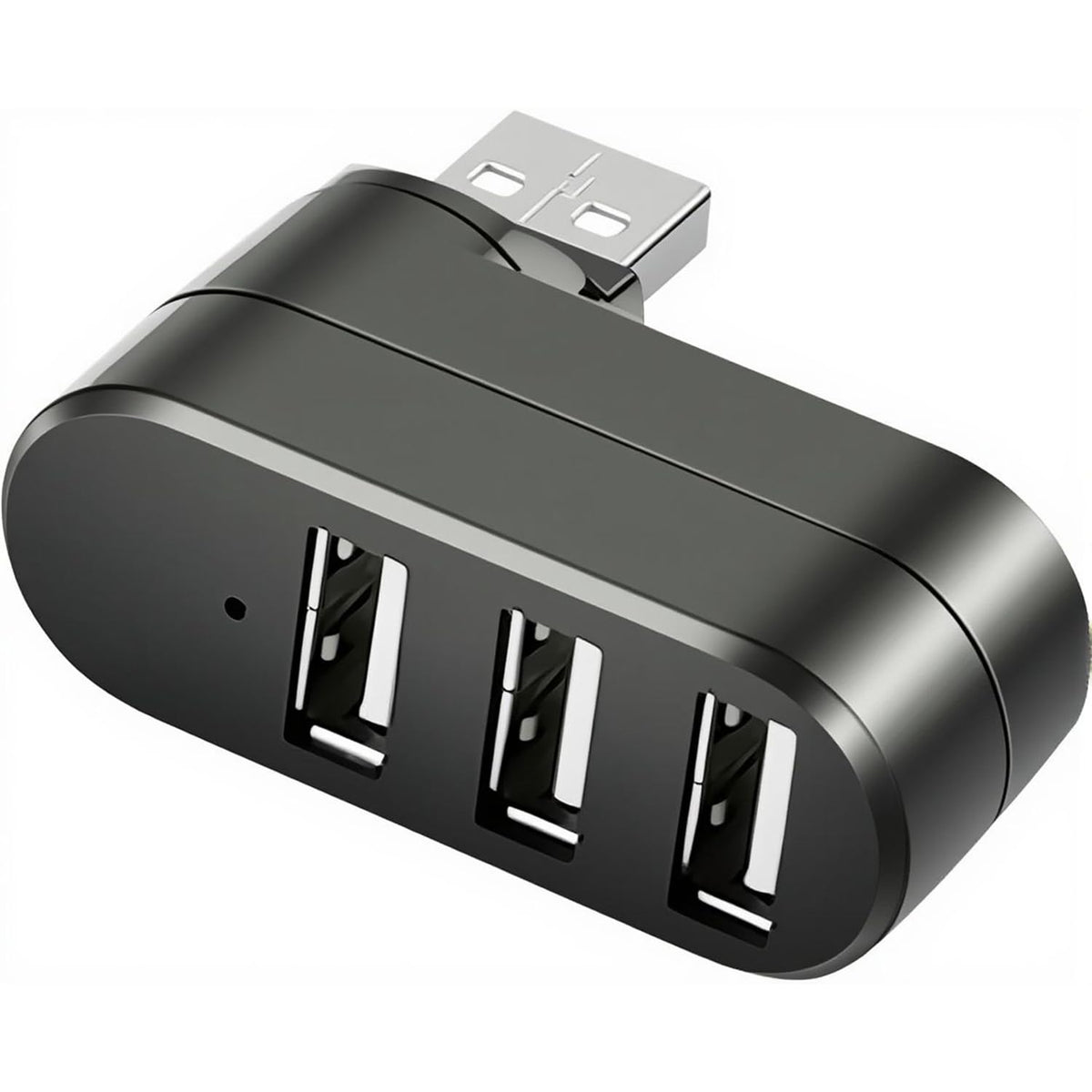 3-Port USB 2.0 Hub 90°/180° Rotatable Connector – Compact Portable USB Splitter 480Mbps for PC Laptop Notebook Mac