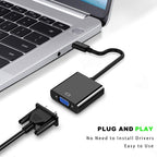 USB C to VGA Adapter | 1080P@60Hz Multi-Display Converter for MacBook Pro iPad Chromebook Surface
