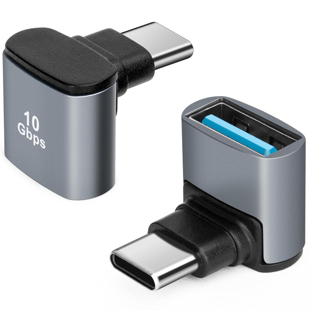 90 Degree USB C to USB 3.1 OTG Adapter Right Angled USBC Type C Male to USB Female Adapter 10G Data Transfer for Smartphone Tablet Laptop