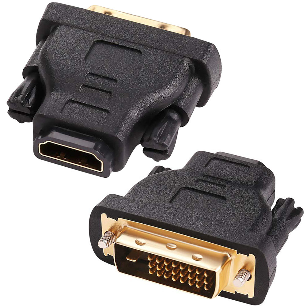 DVI-D 24+1 Male to HDMI-Compatible Female Adapter Bidirectional – 4K@30Hz 1080P Gold-Plated Thumbscrew for PC Monitor TV Gaming Console