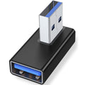 90 Degree USB-A Male to Female Adapter Right-Facing Angle – USB 3.0 5Gbps 15W Charging Aluminum for PC Laptop Charger Power Bank
