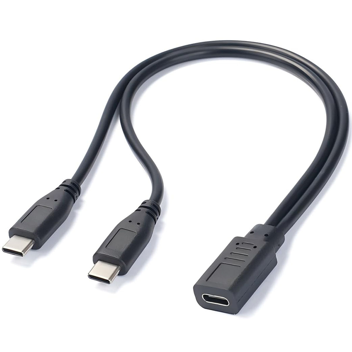 USB-C Female to Dual USB-C Male Y Splitter Charging Cable 5V 3A – Charge 2 Type-C Devices Simultaneously 30cm