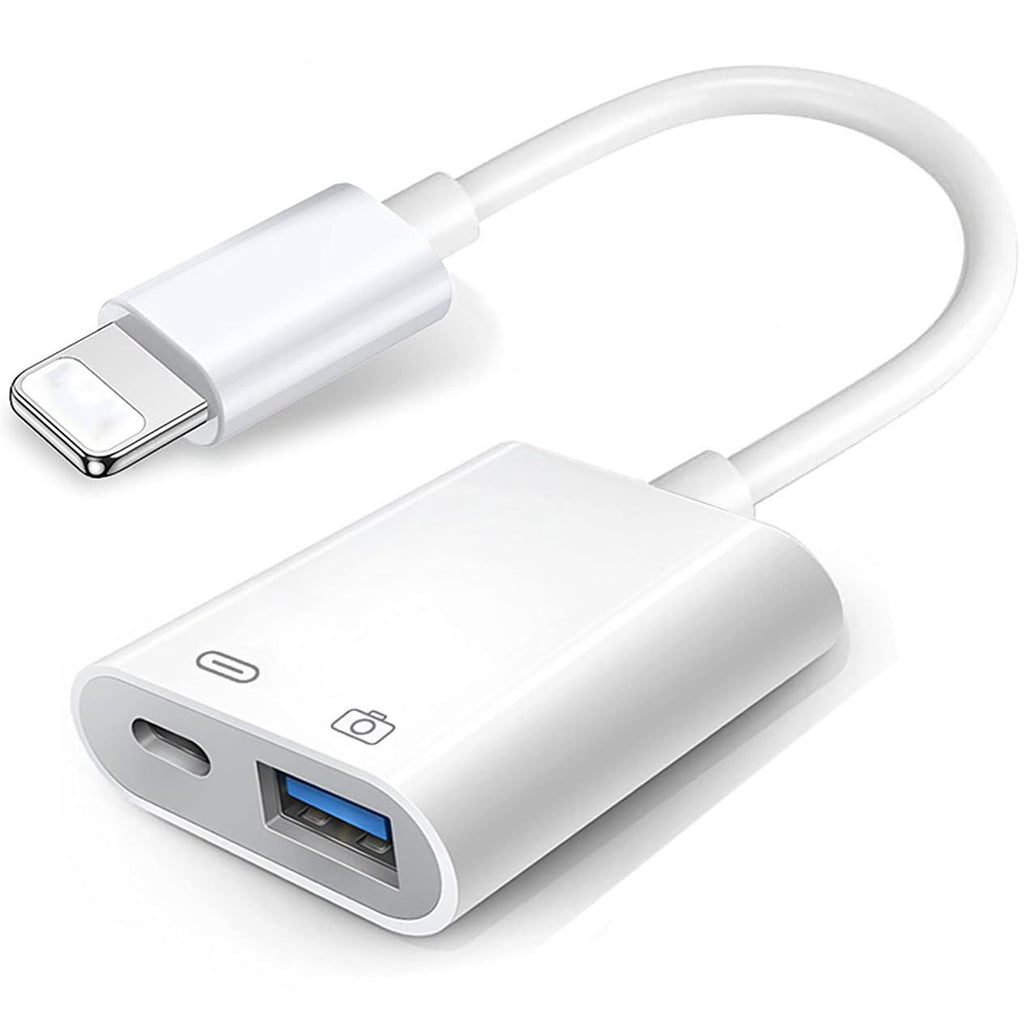 Lightning-Compatible to USB 3.0 OTG Adapter with Charging Port – 5Gbps File Transfer for iPhone iPad Camera Card Reader Flash Drive Keyboard