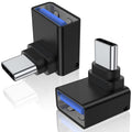 USB-C Male to USB-A Female Adapter 90° Up-Down Angle – USB 3.0 5Gbps 15W Aluminum Alloy with Lanyard Hole for USB-C Devices