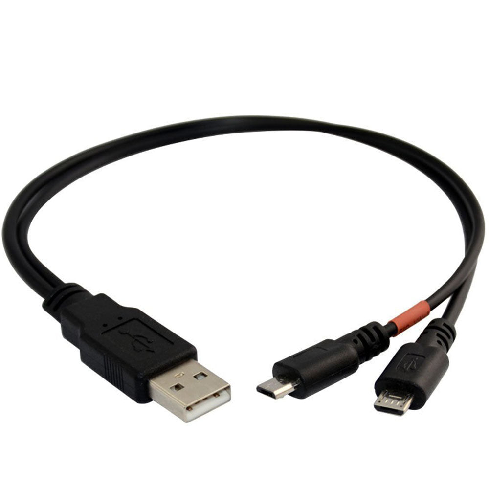 USB 2.0 A to Dual Micro USB Y Splitter Cable – Charge and Sync 2 Devices Simultaneously Compatible with Android Samsung PS4 Hard Drive