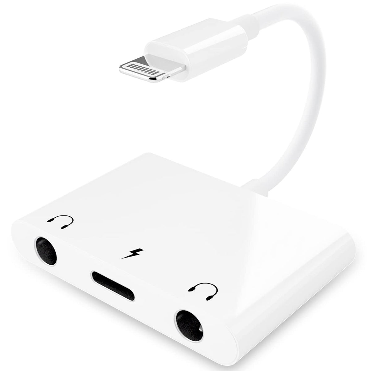 3-in-1 Lightning-Compatible to Dual 3.5mm Headphone Jack Adapter with Charging – 24-bit Audio Splitter for iPhone 14/13/12/11/X/8 Series