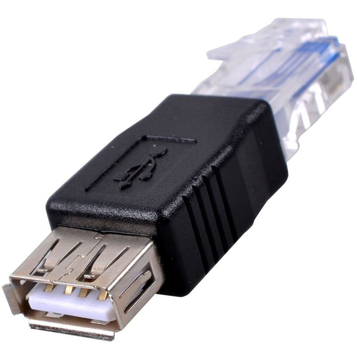 USB-A 2.0 Female to RJ45 Male Adapter – USB to Ethernet Plug Converter for ADSL Modem Router PoE Switch (Not a USB Network Card)