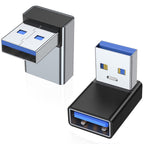 90 Degree USB-A Male to Female Adapter Upward Right Angle – USB 3.0 5Gbps 15W Charging Aluminum for PC Laptop Charger Power Bank