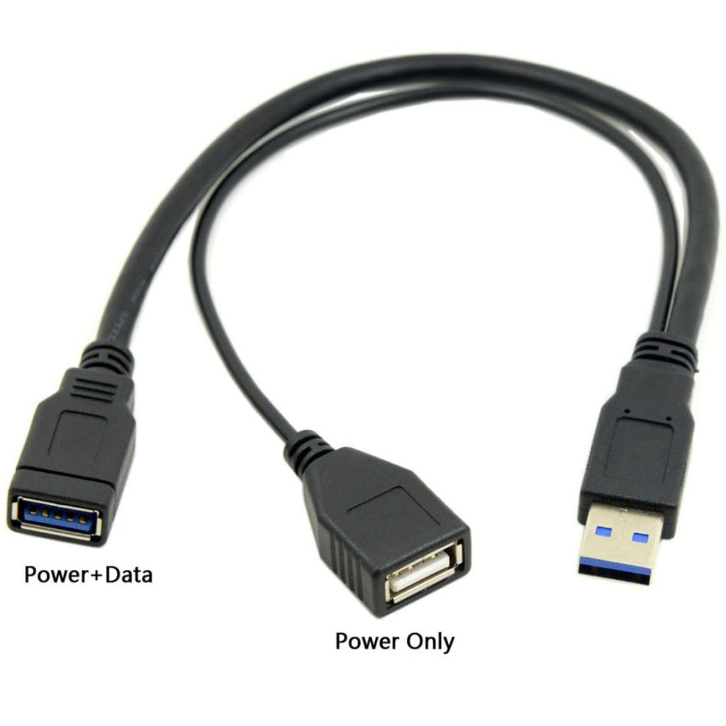 USB 3.0 Y Cable 1 Male to Dual Female Splitter – USB 3.0 Data & Power + USB 2.0 Power for 2.5" Portable Hard Drive 30cm