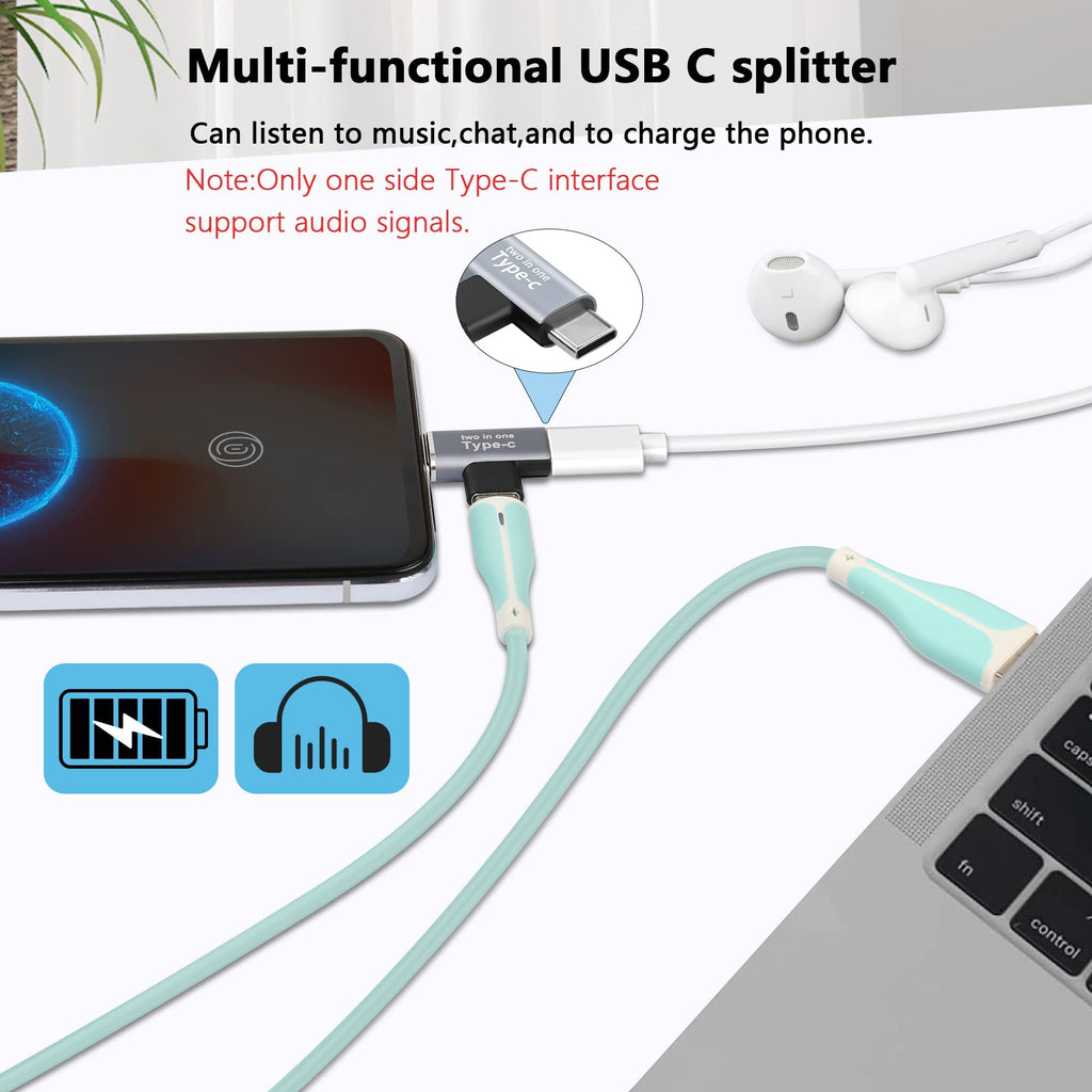 USB-C Female to Dual USB-C Male Splitter Adapter – USB 3.1 Gen 1 Data + Audio + 5V/3A Charging for USB-C Devices