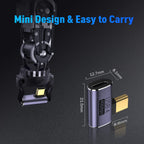 USB-C 90° Right Angle Adapter 40Gbps – USB-C Male to Female Extender for Laptop Tablet Gaming Handheld Console Thunderbolt 4-Compatible