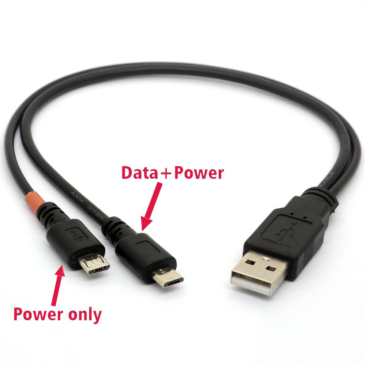 USB 2.0 A to Dual Micro USB Y Splitter Cable – Charge and Sync 2 Devices Simultaneously Compatible with Android Samsung PS4 Hard Drive