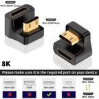 Mini HDMI-Compatible Male to Female Adapter Up & Down Angle – 8K@60Hz 4K@120Hz 48Gbps for Camera Camcorder Laptop Tablet