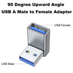 90 Degree USB-A Male to Female Adapter Upward Right Angle – USB 3.0 5Gbps 15W Charging Aluminum for PC Laptop Charger Power Bank