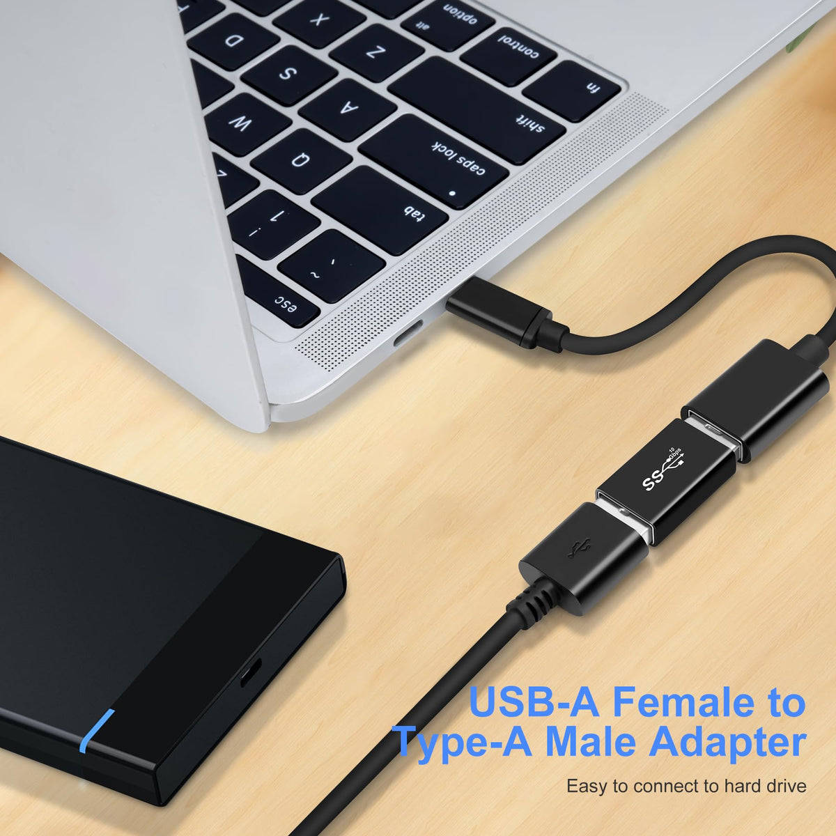 USB 3.0 Male to Female Extension Adapter USB-A Extender Connector Compatible with PC Laptop Flash Drive Wireless Mouse Keyboard
