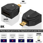 Micro HDMI-Compatible Male to Mini HDMI-Compatible Female Adapter – 8K@60Hz 4K@120Hz 48Gbps LED for Camera Laptop Monitor