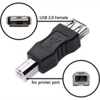USB Type B Male to USB-A Female Adapter USB 2.0 480Mbps Plug and Play Compatible with Printer Scanner Fax Machine PC Laptop