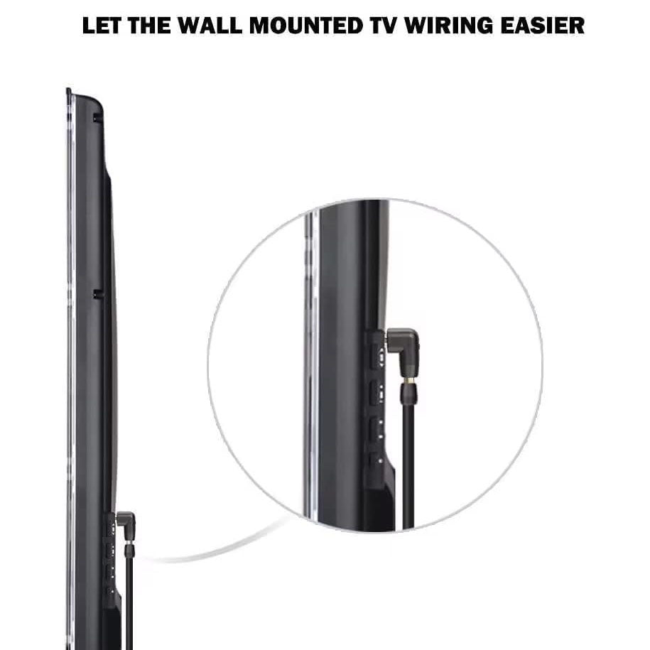 Right Angle HDMI-Compatible Adapter 90°/270° – Male to Female 4K@60Hz 18Gbps Gold-Plated for Wall-Mounted TV Monitor Projector