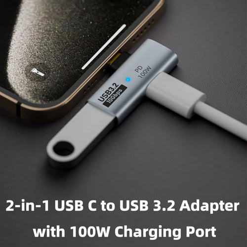 2-in-1 USB C to USB 3.2 Adapter with 100W Charging Port Thunderbolt 4/3 OTG Converter for Rog Ally Steam Deck Quest 2 iPhone 15 Series iPad MacBook and More Type C Device