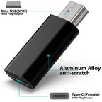 USB-C to Mini USB Adapter Type-C Female to Mini USB 2.0 Male – Compatible with GoPro Hero PS3 Controller Digital Camera Dash Cam GPS